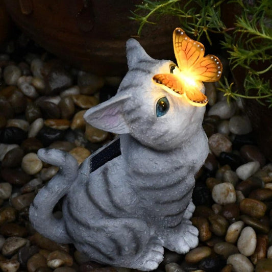 Solar LED Cat Statue Garden Light