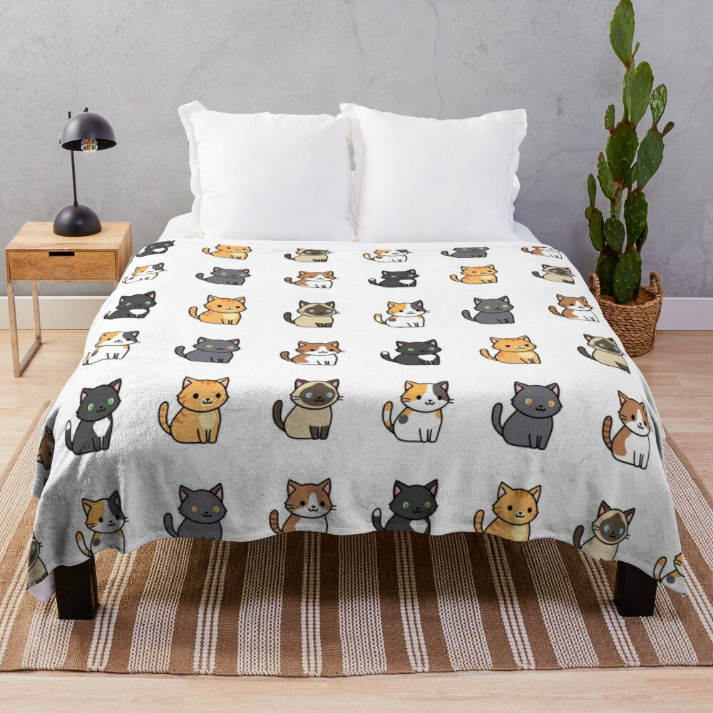 Cat Pattern Soft Throw Blanket