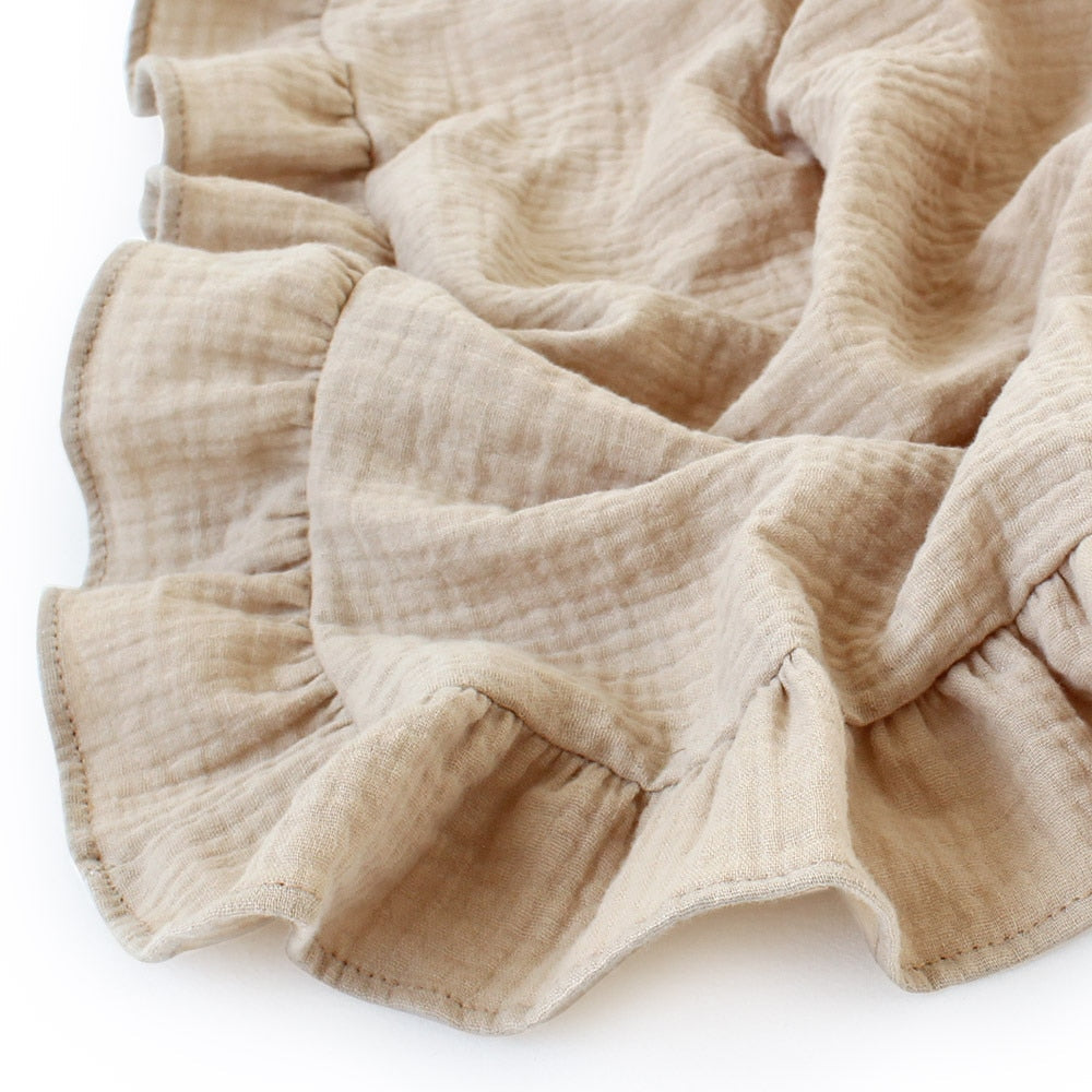 Ruffled cotton baby blanket, swaddle wrap