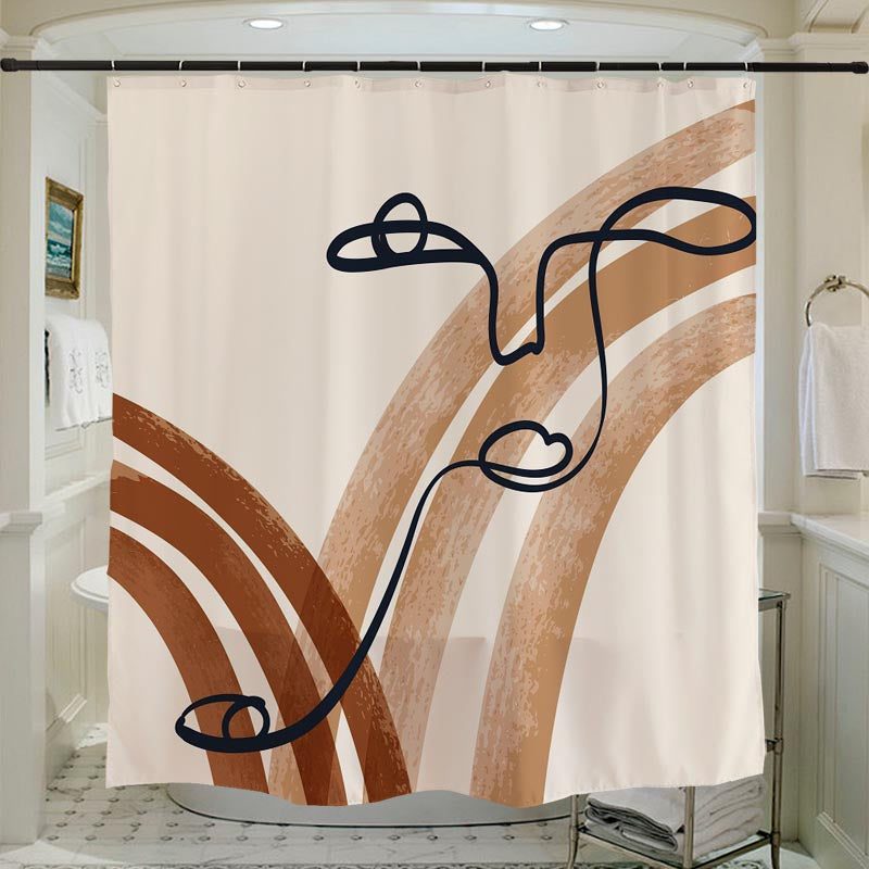 Abstract Lines and Face Shower Curtain