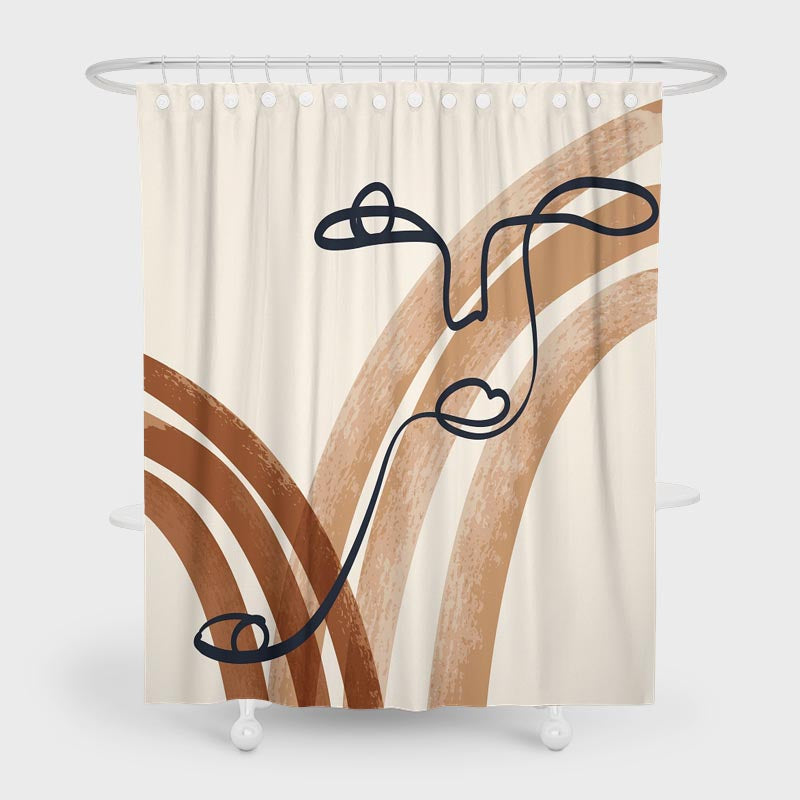 Abstract Lines and Face Shower Curtain