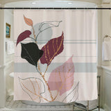 Pink Purple Leaves and Lines Shower Curtain