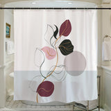 Pink Purple Leaves and Grey Moon Shower Curtain