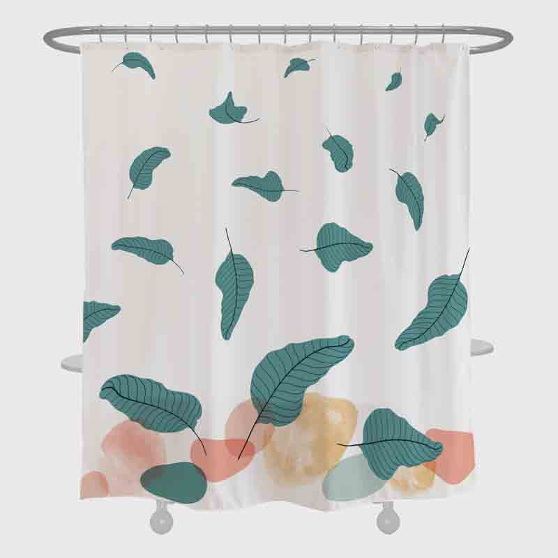 Falling Green Leaves Shower Curtain