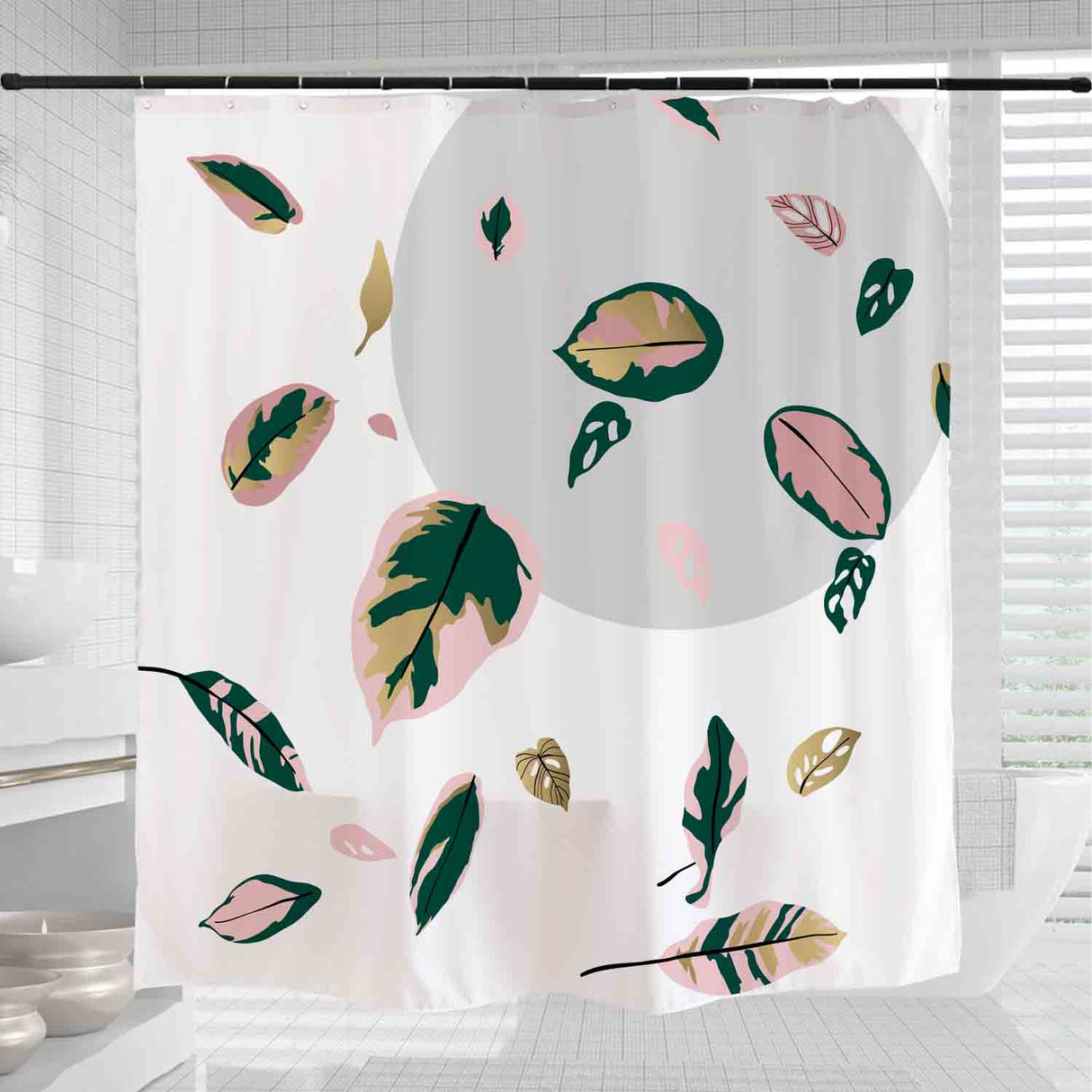 Colorful Leaves and Moon Shower Curtain