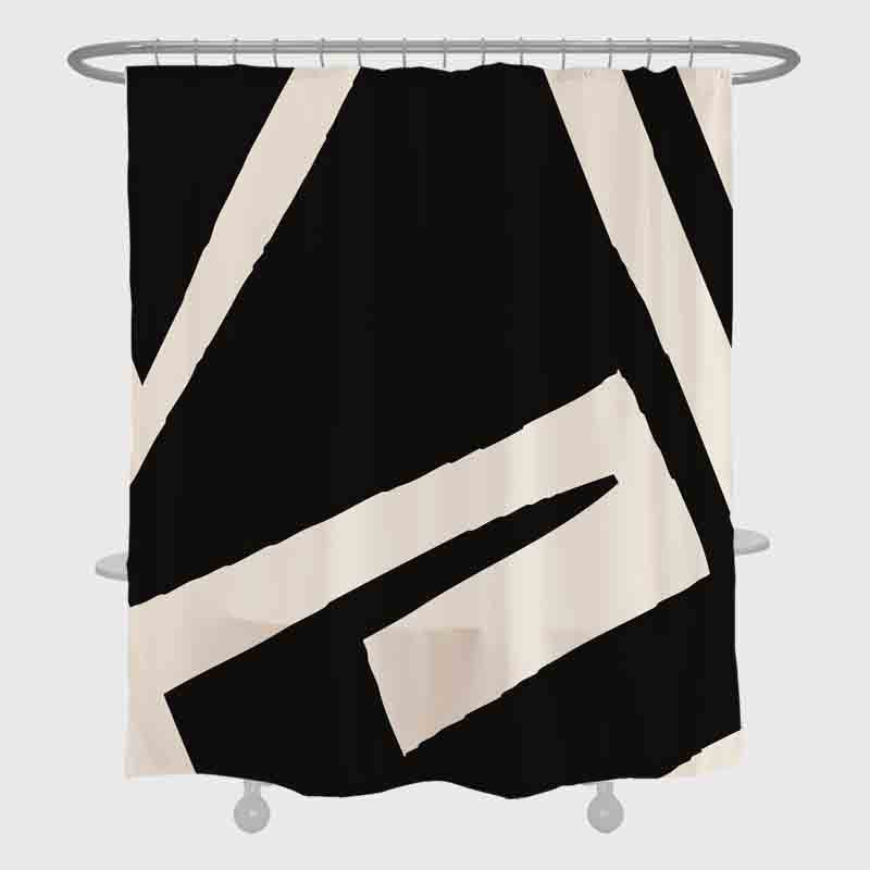 Feblilac Abstract Black and White Lines and color blocks Shower Curtain with Hooks, Bathroom Curtains with Ring, Unique Bathroom décor, Boho Shower Curtain, Customized Bathroom Curtains, Extra Long Shower Curtain