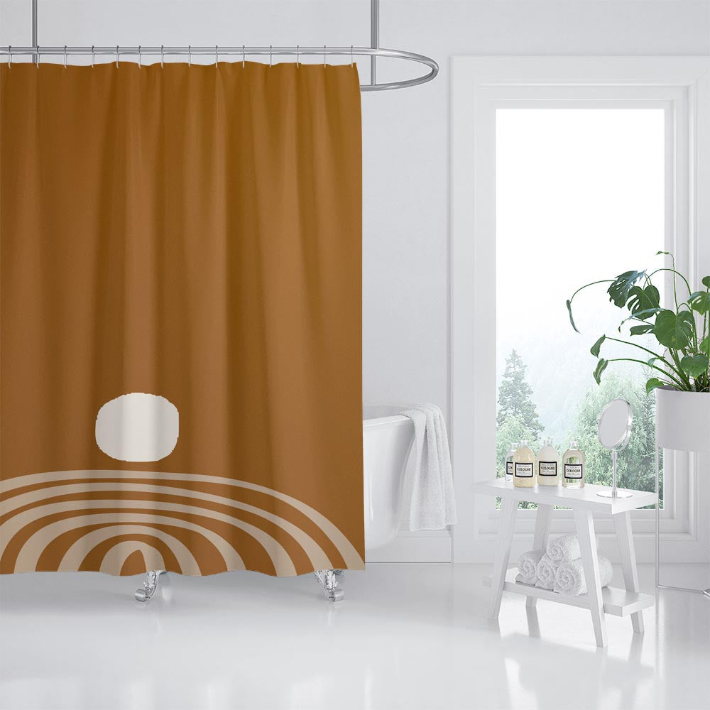 Feblilac Land and Sunrise Shower Curtain with Hooks, Bathroom Curtains with Ring, Unique Bathroom décor, Boho Shower Curtain, Customized Bathroom Curtains, Extra Long Shower Curtain