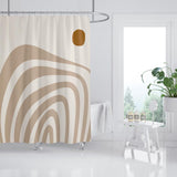 Feblilac Abstract Mountain and Sun Shower Curtain with Hooks, Bathroom Curtains with Ring, Unique Bathroom décor, Boho Shower Curtain, Customized Bathroom Curtains, Extra Long Shower Curtain