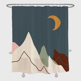 Feblilac Abstract Mountain and Moon Shower Curtain with Hooks, Bathroom Curtains with Ring, Unique Bathroom décor, Boho Shower Curtain, Customized Bathroom Curtains, Extra Long Shower Curtain
