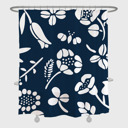 Feblilac Blue Ground Flower Garden Shower Curtain with Hooks, Bathroom Curtains with Ring, Unique Bathroom décor, Boho Shower Curtain, Customized Bathroom Curtains, Extra Long Shower Curtain
