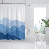 Feblilac Blue Mountain Shower Curtain with Hooks, Bathroom Curtains with Ring, Unique Bathroom décor, Boho Shower Curtain, Customized Bathroom Curtains, Extra Long Shower Curtain