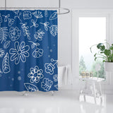 Feblilac Blue Little Flowers Shower Curtain with Hooks, Bathroom Curtains with Ring, Unique Bathroom décor, Boho Shower Curtain, Customized Bathroom Curtains, Extra Long Shower Curtain