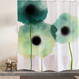 Feblilac Abstract Art Green Three Flowers Shower Curtain with Hooks, Art Bathroom Curtains with Ring, Unique Bathroom décor, Boho Shower Curtain, Customized Bathroom Curtains, Extra Long Shower Curtain