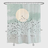 Feblilac Birds and Moon Shower Curtain with Hooks, Bathroom Curtains with Ring, Unique Bathroom décor, Boho Shower Curtain, Customized Bathroom Curtains, Extra Long Shower Curtain