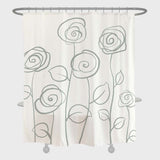 Feblilac Black and White Flower Curtain with Hooks, Line Art Bathroom Curtains with Ring, Unique Bathroom décor, Boho Shower Curtain, Customized Bathroom Curtains, Extra Long Shower Curtain