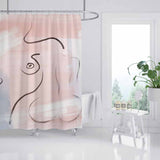 Feblilac Body and Line Art Shower Curtain with Hooks, Art Bathroom Curtains with Ring, Unique Bathroom décor, Boho Shower Curtain, Customized Bathroom Curtains, Extra Long Shower Curtain