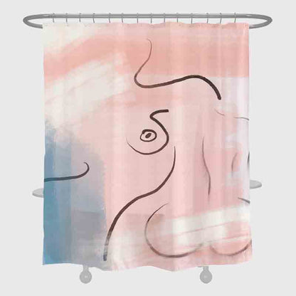 Feblilac Body and Line Art Shower Curtain with Hooks, Art Bathroom Curtains with Ring, Unique Bathroom décor, Boho Shower Curtain, Customized Bathroom Curtains, Extra Long Shower Curtain