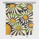 Feblilac Cute Daisy Grey and Green Ground Shower Curtain with Hooks, Floral Bathroom Curtains with Ring, Unique Bathroom décor, Boho Shower Curtain, Customized Bathroom Curtains, Extra Long Shower Curtain