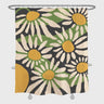 Feblilac Cute Daisy Grey and Green Ground Shower Curtain with Hooks, Floral Bathroom Curtains with Ring, Unique Bathroom décor, Boho Shower Curtain, Customized Bathroom Curtains, Extra Long Shower Curtain