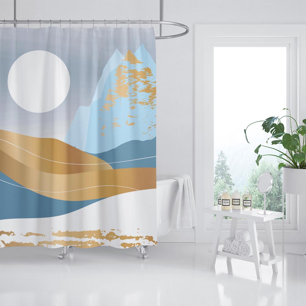 Feblilac  Snow Mountain and Moon  Shower Curtain with Hooks, Bathroom Curtains with Ring, Unique Bathroom décor, Boho Shower Curtain, Customized Bathroom Curtains, Extra Long Shower Curtain