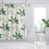 Feblilac Green and Yellow Leaves Shower Curtain with Hooks, Floral Bathroom Curtains with Ring, Unique Bathroom décor, Boho Shower Curtain, Customized Bathroom Curtains, Extra Long Shower Curtain