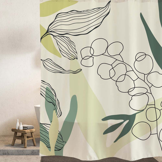 Feblilac Lovely Forest Leaves Shower Curtain Shower Curtain with Hooks, Floral Bathroom Curtains with Ring, Unique Bathroom décor, Boho Shower Curtain, Customized Bathroom Curtains, Extra Long Shower Curtain