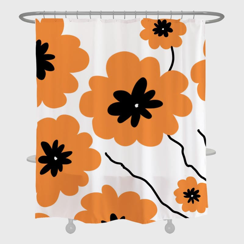 Feblilac Orange Plum Shower Curtain Shower Curtain with Hooks, Floral Bathroom Curtains with Ring, Unique Bathroom décor, Boho Shower Curtain, Customized Bathroom Curtains, Extra Long Shower Curtain