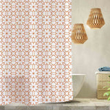 Feblilac Orange Flower Shaped Line Art White Ground Shower Curtain with Hooks, Floral Bathroom Curtains with Ring, Unique Bathroom décor, Boho Shower Curtain, Customized Bathroom Curtains, Extra Long Shower Curtain