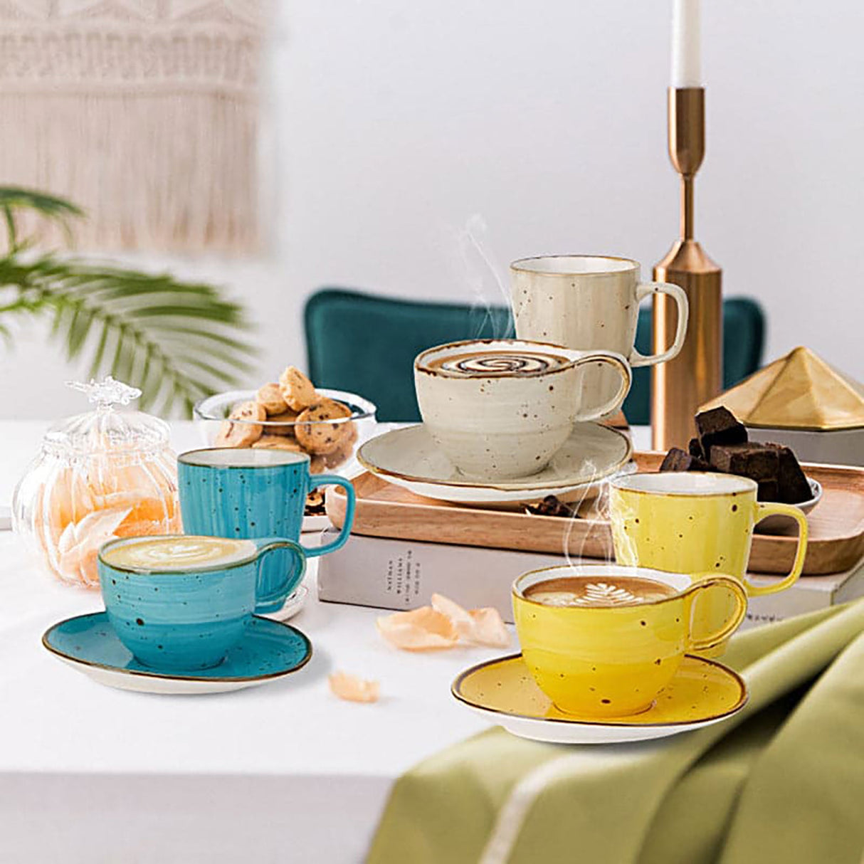 Speckled Tea Cup and Saucer Set