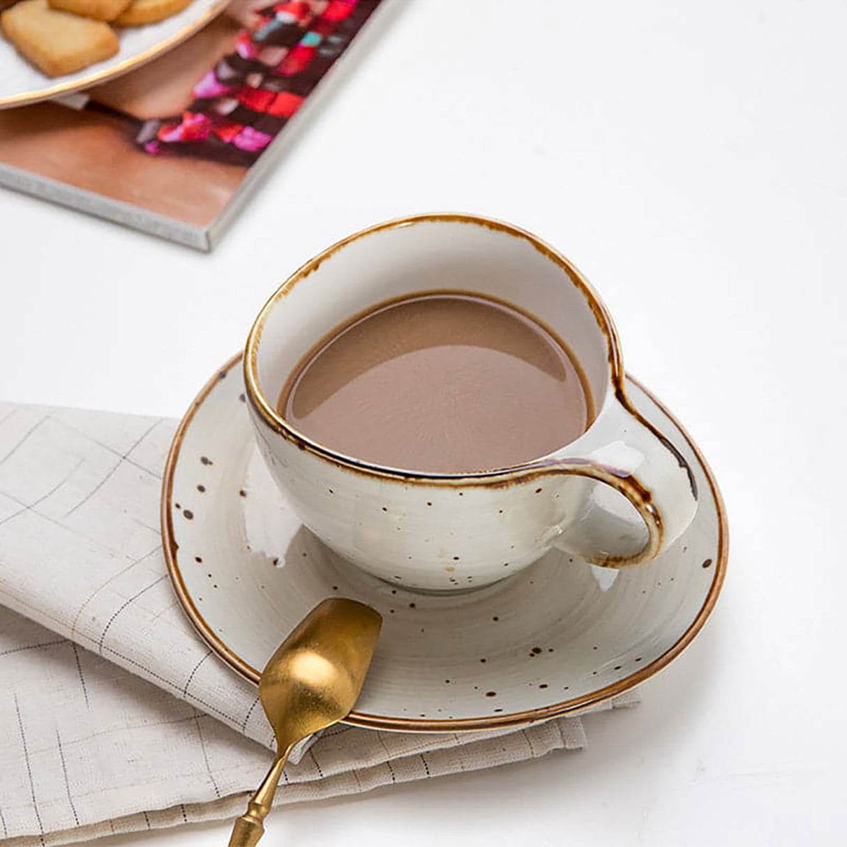 Speckled Tea Cup and Saucer Set