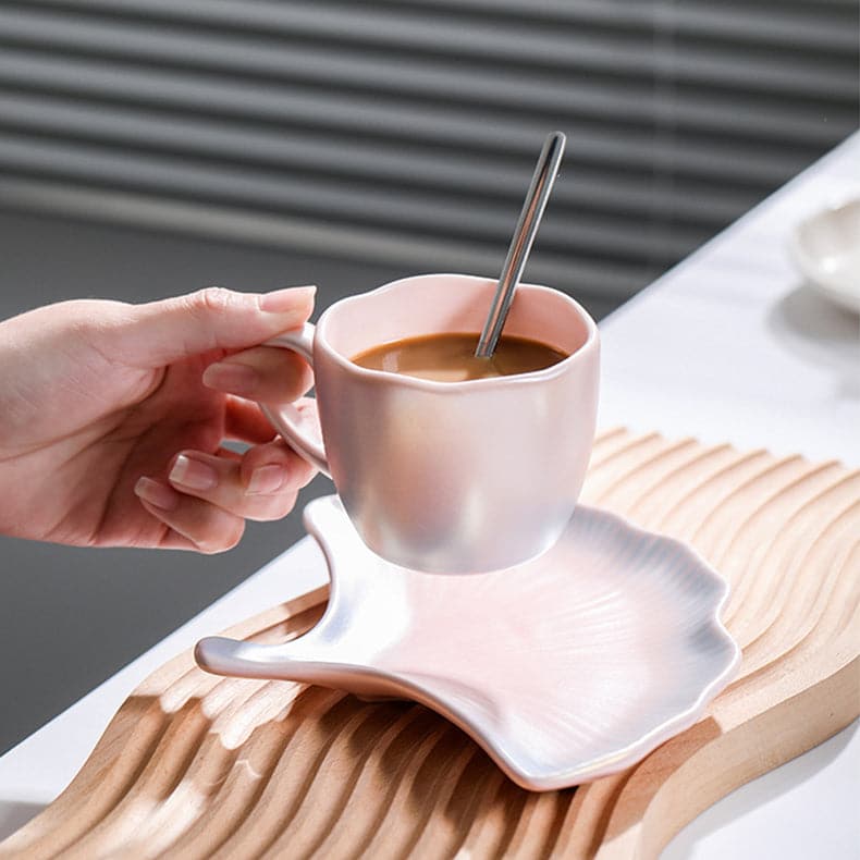 Gradient Coffee Mug with Ginkgo Saucer