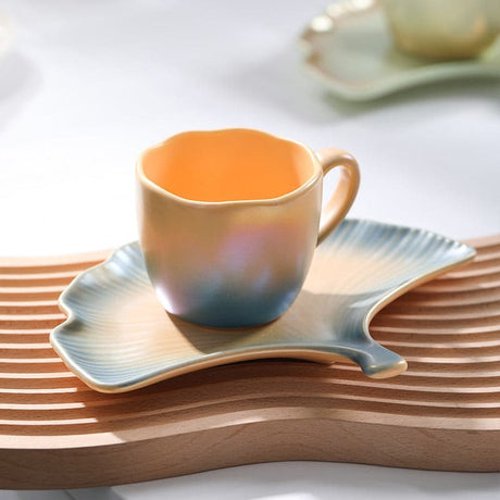 Gradient Coffee Mug with Ginkgo Saucer