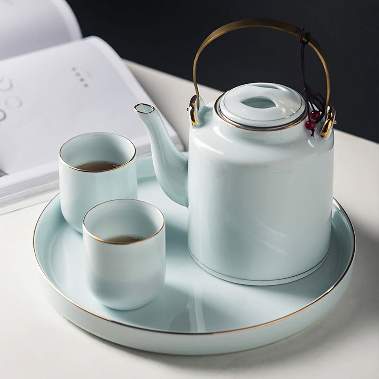 Teapot Tea Set with Cups and Tray