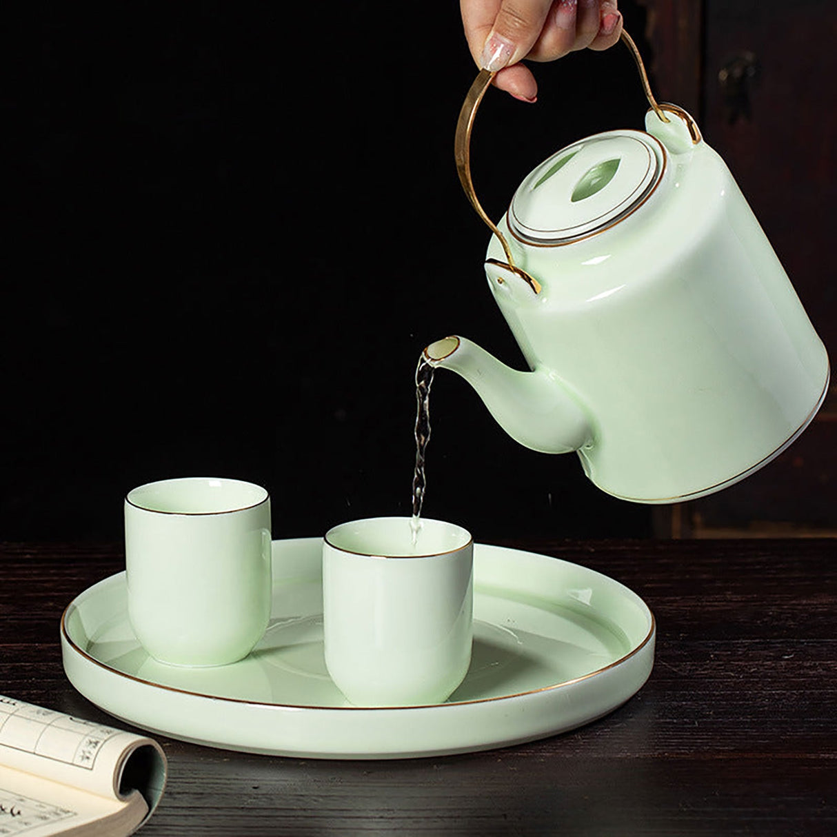 Teapot Tea Set with Cups and Tray