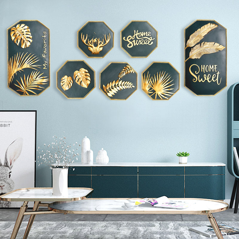 Gold Plants Leafs Elk Wall Art