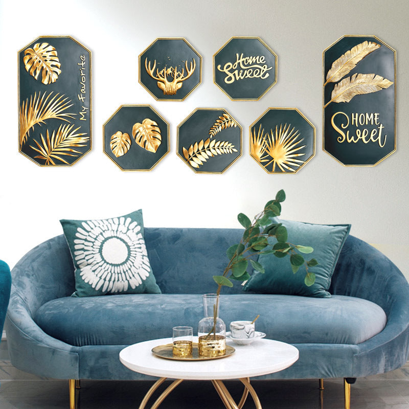 Gold Plants Leafs Elk Wall Art