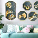 Gold Plants Leafs Elk Wall Art