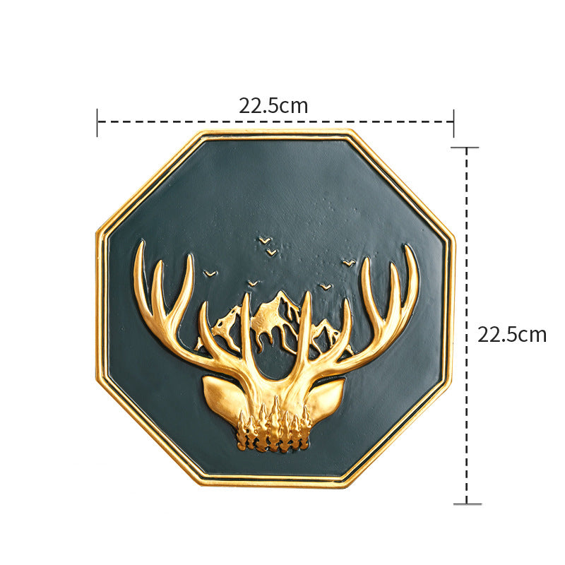 Gold Plants Leafs Elk Wall Art