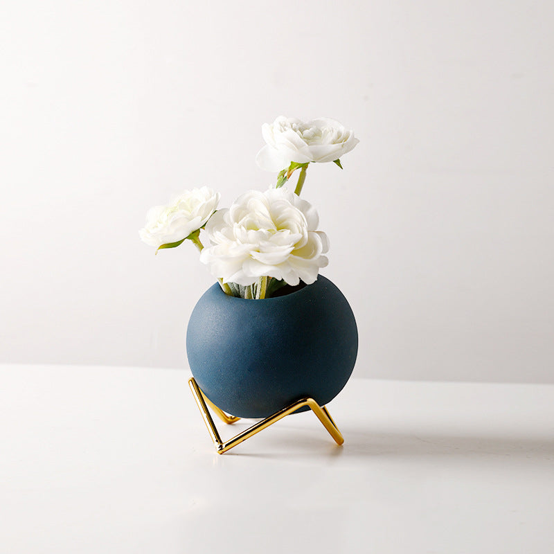 Ceramic Vase with Plant and Holder