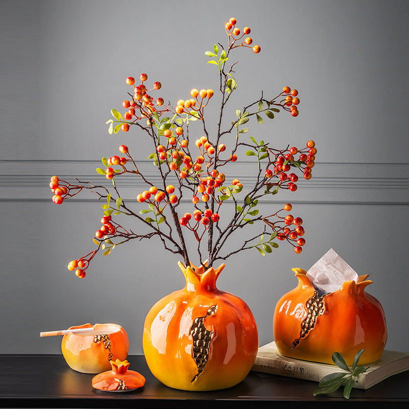 Orange Pomegranate Vases Tissue Box Ashtray