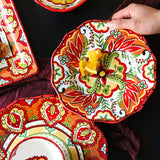 Bohemian Dinnerware Red Plates Bowls Mug