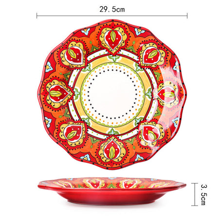 Bohemian Dinnerware Red Plates Bowls Mug