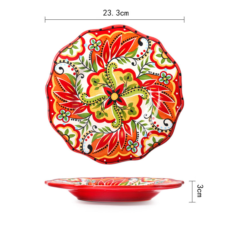 Bohemian Dinnerware Red Plates Bowls Mug