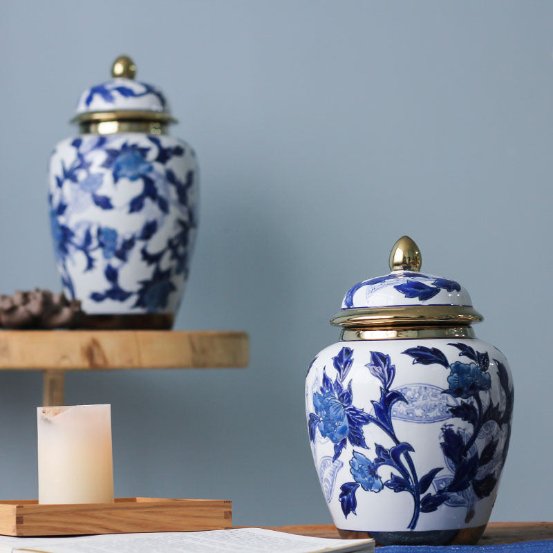 Blue and White Porcelain Temple Jar