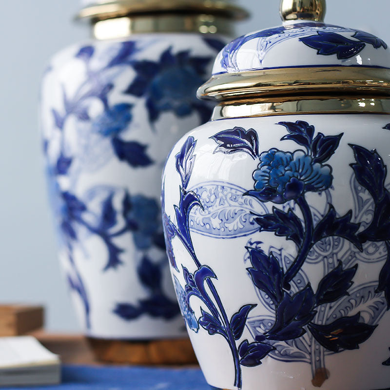 Blue and White Porcelain Temple Jar