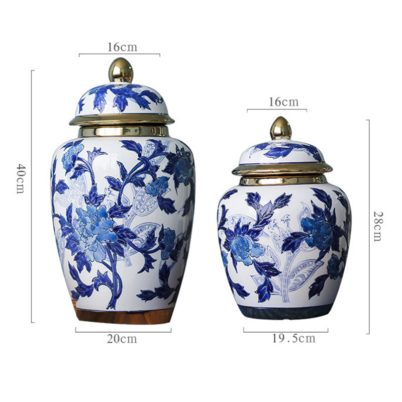 Blue and White Porcelain Temple Jar