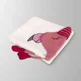 3D Flamingo Knitted Blanket