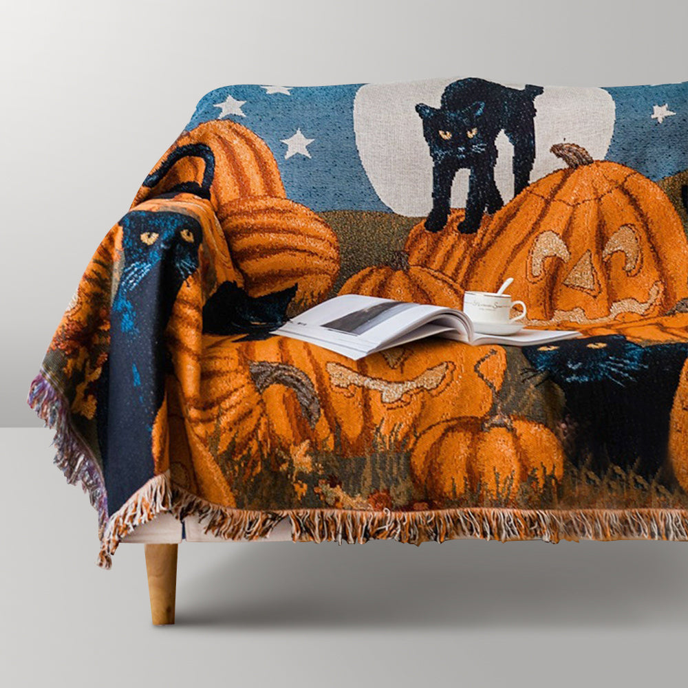 Hallloween Orange Throw Blanket