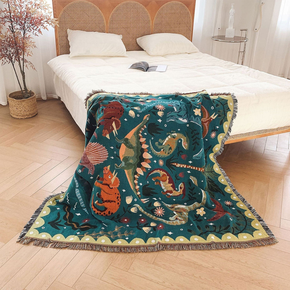 Multicolor Dinosaur Cotton Blanket