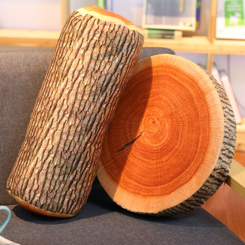 Annual Ring Tree Trunk Pillow Cushion